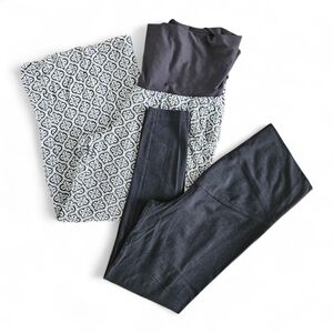 Old Navy Maternity Bundle M | Foldover Soft Wide-Leg Pants And Black Leggings